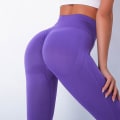 Miniatyrbilde 11 av 11: Europeiske og amerikanske sømløse strikkede sexy rumpehevende pustende smiley-fjes yogabukser sports løpe fitnessbukser for kvinner 6231 trousers-khaki M
