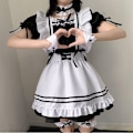 Miniatyrbillede 3 af 5: Sort Sød Lolita Maid Kostumer Piger Kvinder Dejlig Maid Cosplay Uniform Animationsshow Japansk Outfit Kjole Tøj Full Set M