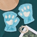 Miniatyrbild 6 av 11: Kawaii Katt Handskar för Kvinnor Mode Flickor Katt Klo Tass Plysch Vantar Varma Mjuka Plysch Korta Fingerlösa Halvfinger Vinterhandskar Gray2 One Size