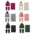 Pikkukuva 2 / 8: Hattu Huivi Käsineet Kolmiosainen Setti Kylmänkestävä Turkistupsu Fleecevuorattu Neulesetti Army green three-piece set
