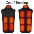 Miniatyrbilde 8 av 11: Herre Utendørs USB Infrarød Varmevest Jakke Herre Vinter Elektrisk Oppvarmet Vest Vattert Vest For Sport Fotturer Oversized 5XL 2 areas Twill  blue XXL