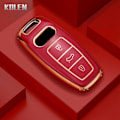 Miniatyrbild 1 av 7: TPU Bil Fjärrkontroll Nyckel Fodral Skal För A6 A7 A8 E-tron Q5 Q8 C8 D5 Gyllene Kant Nyckellös Hållare Fob Nyckelring Tillbehör Red only case