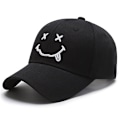 Miniatyrbillede 7 af 11: Smile Face Broderi Baseball Caps til Kvinder Kpop Sort Bomuld Justerbar Snapback Sjov Hip Hop Cap Efterår Sol Far Hatte til Mænd 04 Adjustable