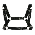Miniatyrbillede 2 af 11: Kvinder Mænd Sexet Punk Brystsele Justerbar Bur Metal Kropskæde PU Læder Choker Statement Halskæde Fest Clubwear Grey