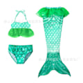 Pikkukuva 1 / 5: Lasten Merenneito Pyrstö Prinsessa Verkkouimapuku Split Bikini Kolmiosainen Uima-asusetti Green 140cm