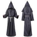 Pikkukuva 3 / 11: Keskiaikainen Halloween Kristillinen Munkki Pappi Kaapu Noita Velho Viitta Juhlat Kuolema Kummitus Vampyyri Paholainen Demoni Cosplay Puku Aikuisille Gray M