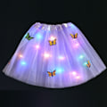 Miniatyrbillede 1 af 11: Pige Sommerfugl Lysende Tutu LED Nederdel Glød Blomsterkrans Hovedbøjle Fest Magisk Engel Fe Jul Kostume Fødselsdagsgave purple skirt