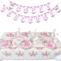 Pikkukuva 4 / 11: Yksisarvisen kertakäyttöastiat Yksisarvisjuhlatarvikkeet Paperilautaset Mukit Servetit Yksisarvisen syntymäpäiväjuhlakoristeet Babyshower Tyttö Number0 Set