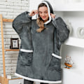 Miniatyrbillede 9 af 11: Tæppe med Ærmer Kvinder Oversized Hættetrøje Fleece Varm Hættetrøjer Sweatshirts Kæmpe TV Tæppe Kvinder Hættetrøje Morgenkåbe Zebra One Size