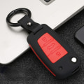 Miniatyrbilde 2 av 6: ABS Karbonfiber Silikon Bilnøkkel Deksel Beskyttelsesetui for A3 A4 A5 C5 C6 8L 8P B6 B7 B8 C6 RS3 Q3 Q7 TT 8L 8V S3 Nøkkelring Red