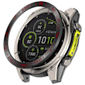 Miniatyrbillede 1 af 5: Til Garmin Fenix 8 Solar 51mm Rustfrit Stål Bezel Ridsefast Beskyttelsesring - Sort+Rød Black+Red