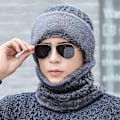 Miniatyrbild 8 av 9: Ny Unisex Vintermössa med Fleecefoder Ull Varm Stickad Mössa Set Tjock Mjuk Stretch Vintermössor För Män Kvinnor Fritid Beanie Mössa Red 55cm-62cm