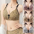 Miniatyrbillede 3 af 4: Dame Ensfarvet Sexet Leopard Print Blank Åndbar BH Polstret Push Up Justerbar Strop BH White 38/85B