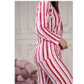 Miniatyrbild 2 av 2: Randig pyjamasensemble för damer med maskulin krage Fuchsia 38