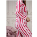 Miniatyrbild 2 av 2: Randig pyjamasensemble för damer med maskulin krage Fuchsia 40