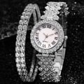 Miniatyrbillede 9 af 11: Luksuriøst diamantbesat stjerne-elegant quartz ur-sæt med diamanter Style five suit with box