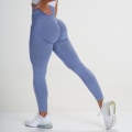 Miniatyrbild 4 av 10: Yogabyxor Hög Midja Push Up Leende Form Höft Leggings Löpning Fitness Gym Byxor light grey L