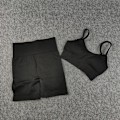 Pikkukuva 1 / 11: Jooga Rintaliivit Crop Top Urheiluliivit Treenausasu Saumaton Polyesteri Kuntosalisetti 2pcs Black4 M
