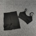 Pikkukuva 1 / 11: Jooga Rintaliivit Crop Top Urheiluliivit Treenausasu Saumaton Polyesteri Kuntosalisetti 2pcs Black4 S