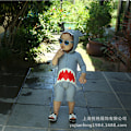 Miniatyrbild 3 av 4: Baddräkt Pojkar Heldräkt Haj Solskydd Snabbtorkande Baby Småbarn Baby 1-3 År Långärmad Baddräkt Badkläder Gray shark Siamese 4T(90-100CM)