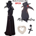 Miniatyrbild 1 av 9: Pestdoktor Cosplay Kostym Medeltida Huvförsedd Kappa Steampunk Skräckmask Hatt Vuxen Halloweenfest Rollspel Storlek S-XL A Full Set S