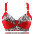 Miniatyrbilde 4 av 5: Dame Pluss Størrelse BH Leopardtrykk Trådløse BH-er Justerbar BH Tynn Cup Undertøy Pink 42D