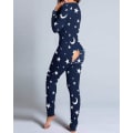 Miniatyrbild 6 av 6: Sexig Pyjamas för Kvinnor Julpyjamas Nyår Overall Sovkläder Knäppning Fram Bak Rumpa Öppen Baklucka Overall Julmönster Loungewear Red S