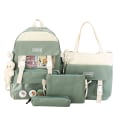Miniatyrbild 1 av 11: 4 st/set Skolryggsäckar för damer Skolväska Daisy Canvas för tonårsflickor Student College Bokväska Pojkar Portfölj Bolsas Mochilas D Green Backpacks