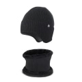 Pikkukuva 9 / 11: Lämmin Korvasuoja Hattu Huivi Kaksiosainen Set Talvi Ulkoilu Fleecevuorattu Neulepuku [Thread type black] two-piece set
