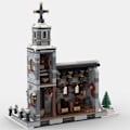 Miniatyrbillede 4 af 11: MOC Den Middelalderlige Arkitektur Og Lastbil Vinterlandsby - Markedsboder Byggeklodser Sæt Julebil Kirke Klodser Legetøj Gave 182PCS