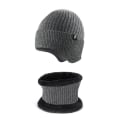 Pikkukuva 8 / 11: Lämmin Korvasuoja Hattu Huivi Kaksiosainen Set Talvi Ulkoilu Fleecevuorattu Neulepuku [Thread type black] two-piece set