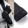 Miniatyrbilde 11 av 11: Herre Høst Vinter Semsket Pluss Fløyel Hold Varm Berøringsskjerm Utendørs Sport Hansker Mote Solid Elastisitet Kjøre Sykling 316-grey One Size
