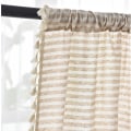 Miniatyrbild 4 av 11: Enkel Gardin i Bomull och Linne Randig Tofs Vardagsrum Gardinstång Bamboo hemp tassel -- curtain rod 150W * 180 high CM