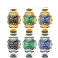 Miniatyrbilde 1 av 4: Herre Business Klokke Selvlysende Vanntett Quartz Klokke All golden green surface