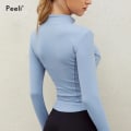 Miniatyrbild 3 av 9: Yoga Tröja Gym Top Träningskläder Löparkläder Träningskläder Dam navy XL