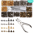 Pikkukuva 1 / 11: 480 kpl Metallisia Kaksipuolisia Niittejä Pyöreitä Nittejä DIY Nahkatyöhön Laukku Vyö Vaatteet Kenkien Lemmikkieläinten Pannan Kiinnitystyökalut 240pcs With Plier