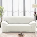 Miniatyrbild 1 av 11: Enfärgade sofföverdrag för vardagsrum Polyester Sofföverdrag Elastiskt Hörnsofföverdrag Överdrag Stolskydd 1/2/3/4-sits White 4-Seat 235-300cm