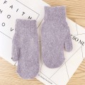 Pikkukuva 3 / 11: Naisten kaksikerroksiset kaninkarvakäsineet talveen, korealainen versio, yksivärinen, kokosormikäsineet, talvikäsineet naisille, tyttöjen lapaset Gray One Size