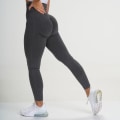 Miniatyrbild 1 av 9: Yogabyxor Hög Midja Push Up Leende Form Höft Leggings Löpning Fitness Gym Byxor grey black L