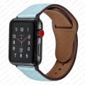 Miniatyrbilde 1 av 11: Lærreim for Apple Watch-rem 44mm 40mm 42mm 38mm 44 mm Smartklokke Tilbehør armbånd iWatch 3 4 5 SE 6 7 B Light blue 38mm or 40mm