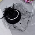Miniatyrbilde 7 av 8: JM10 Fuglebur Slør Svart Slør Hodebånd Bryllup Fascinator Ansiktslør Sjarmerende Bryllupsslør Hatter Nettmaske Bryllupstilbehør JM10-W