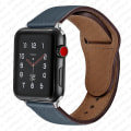 Miniatyrbilde 1 av 11: Lærreim for Apple Watch-rem 44mm 40mm 42mm 38mm 44 mm Smartklokke Tilbehør armbånd iWatch 3 4 5 SE 6 7 Midnight blue 38mm or 40mm