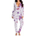 Miniatyrbild 4 av 8: Sexigt Tryck Dam Onesies Sov Jumpsuit Långärmad Djup V-ringning Bodycon Pyjamas Jumpsuit Rompers Sovkläder 01 XL
