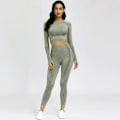 Miniatyrbild 4 av 11: Yoga Set Träningskläder Sportset Gymkläder Träningsoverall Högmidjade Leggings För Kvinnor Wine red set L