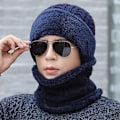 Miniatyrbild 7 av 9: Ny Unisex Vintermössa med Fleecefoder Ull Varm Stickad Mössa Set Tjock Mjuk Stretch Vintermössor För Män Kvinnor Fritid Beanie Mössa Red 55cm-62cm