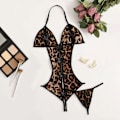 Miniatyrbillede 1 af 5: TAM Satin Silke Pyjamas Leopard Print Pyjamas Undertøj Nattøj Satin Brown M