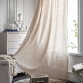 Miniatyrbilde 1 av 8: Boho ensfarget vindusgardin i bomullslin med dusker, blendingskappe for luksuriøs stuegardin 1 W150 cm X H280 cm