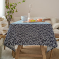 Miniatyrbilde 8 av 8: Japansk Stil Bomull Lin Bordduk Vaskbar Rektangulær Blå Havbølge Hjem Kaffe Spisebord Peis Mikrobølgeovn Dekke Checkered 140x220 cm