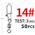 Miniatyrbilde 10 av 11: Fishhook 50 stk. Gjeddefiske Tilbehør Koblingsstift Lager Rullende Svivel Rustfritt Stål Snap Fiskekrok Lokkesvivler Utstyr Size1 41mm 30kg