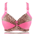 Miniatyrbilde 1 av 5: Dame Pluss Størrelse BH Leopardtrykk Trådløse BH-er Justerbar BH Tynn Cup Undertøy Pink 44D